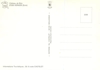 Château de Bizy — VERNON (Eure) — Éditions du Castelet — Rewers