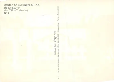 Centre de Vacances du C.E. de la R.A.T.P. — Tarnos (Landes) — Éditions d'art Yvon — Rewers