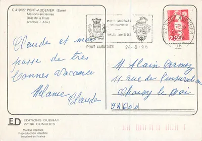Pont-Audemer — Casas antigas Bras de la Risle — Edições Dubray — Verso