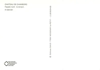 Zamek Chambord — Front północny: wieża — Wydawnictwo Zabytków — Rewers
