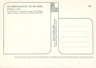 Blois — Château — Éditions Valoire — Verso