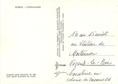Eure-et-Loir — Panoramische ansichtkaart met kaart van wegen en wapenschild — Éditions Hachette — Achterkant