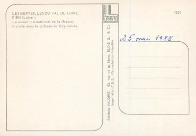 Castelo de Blois — Museu Internacional da Caça — Edições Valoire — Verso