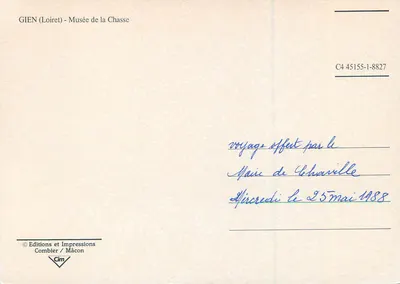 Gien — Museu da Caça — Edições e Impressões Combier / Mâcon — Verso