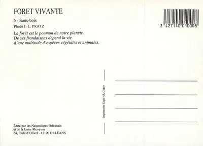 Żywa las — Pod lasem — Wydane przez Naturalistów z Orléans i Loiry Średniej — Rewers