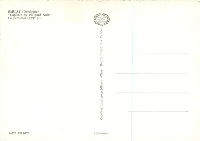 Sarlat (Dordogne) — 'Capitale du Périgord Noir' — Le Presidial (XVIe s.) — Imprimeur Combier — Verso