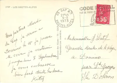 Hautes-Alpes — carte postale touristique avec carte et photos — Éditions des Alpes — Verso