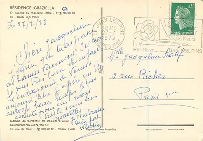 Hotel Residence Graziella — Juan-les-Pins — Publisher Ektas Isnardon — Back