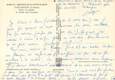 Juan-les-Pins — Palácio dos Congressos — editor IRIS — Verso
