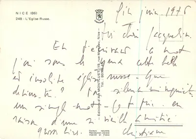 Nice — Kościół Rosyjski — Wydawnictwo Sztuki Montluel, nr 248 — Rewers