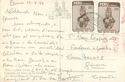 Procissão do Señor de los Milagros — Lima, Peru — editor desconhecido, número de série não visível — Verso