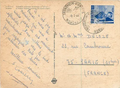 Vista do Cap Nordeste — Noruega — editor Kunstforlag, n° F-3517-7 — Verso