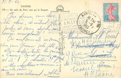Cannes — Widok na Suquet — Wydawnictwo Art Monlué, n° 170 — Rewers