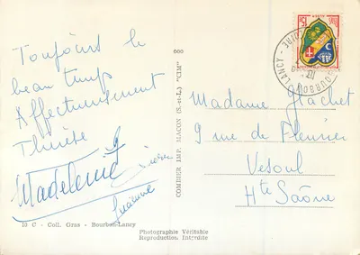 Bourbon-Lancy — Zespół termalny, Kościół, Szpital, Dom drewniany — Combier Imp. (S. et L.) — Rewers
