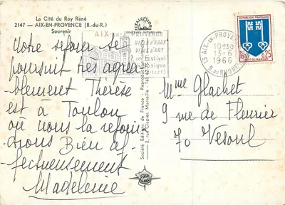 Aix-en-Provence — vista panorâmica — Sociedade das Edições da França, n°2147 — Verso