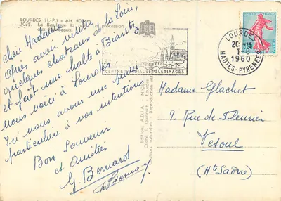 Lourdes (H.-P.) — A Basílica à noite — Éditions A.D.I.A. Quinault — Verso