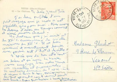 Vitré (Ille-et-Vilaine) — Zamek — Wydawca Jean Galzy, nr 15 — Rewers
