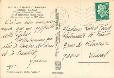 Rosheim - Igreja de São Pedro e São Paulo — Editor IRIS, n° 67.411.28 — Verso
