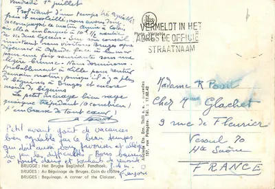 Bruksel - W Béguinage w Brukseli. Kąt klasztoru — Stara Wydawnictwo Ern. Thilli, Bruksel — Rewers