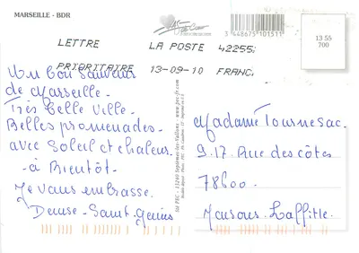 Haven van Marseille — uitzicht op het Vieux-Port met de basiliek Notre-Dame de la Garoupe in de verte — uitgever PEC - Pb. Caudron — Achterkant