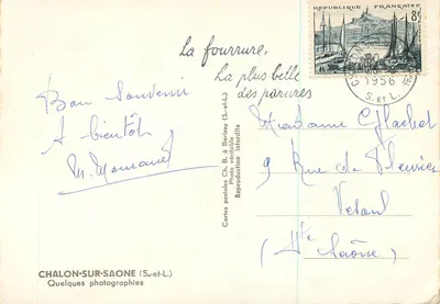 Chalon-sur-Saône — widok rzeki Saône i mostów — Kartki pocztowe Ch. B. do Barizey (S.-et-L.) — Rewers