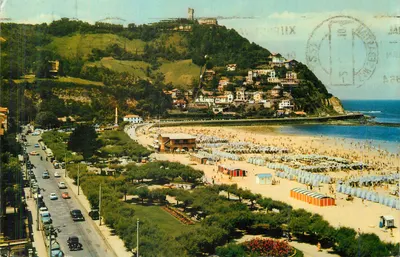 Praia de Ondarreta e Monte Igueldo — Festival Internacional de Cinema de San Sebastián — Fournier, série VI.157-1960