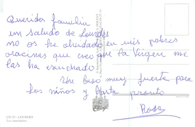 Lourdes — Santuário de Lourdes — Editor A. DOUCET, n° CD 20 — Verso