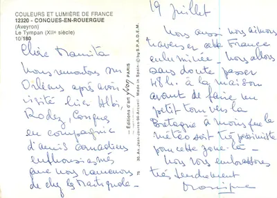 Conques-en-Rouergue — Tympanos do século XII — Éditions d'art Jean-Jaures-94-Arcueil — Verso