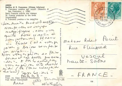 Assis - São Francisco prega aos pássaros — Basílica de S. Francisco (Igreja Inferior), editor Frati Minori Conventuali, n° 158 — Verso