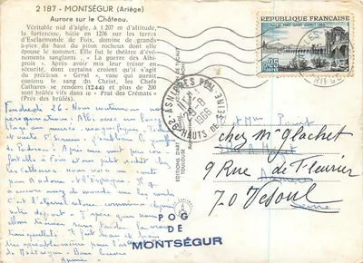 Montségur — Castelo de Montségur — Edições de Arte Toulouse — Verso