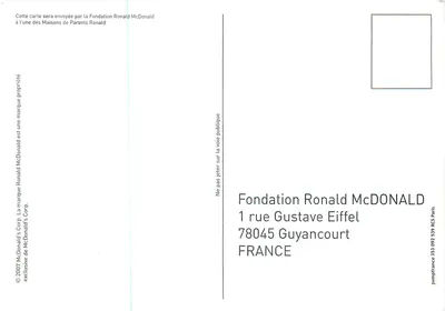 Carta de apoio às famílias — Fundação Ronald McDonald — edição 2007 — Verso