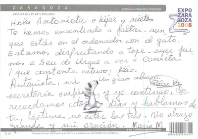 Zaragoza — Basílica do Pilar e rio Ebro — Editado por EDICIONES DEL MONTE S.L. — Verso