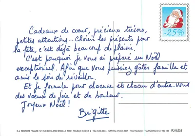 Castelo nevado — Papai Noel em trenó — S.A. REDOUTE FRANCE — Verso