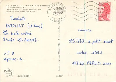 Calvário de Pontchâteau — XIIIª estação: Jesus desceu da cruz e foi entregue à sua mãe — Impressor Mâcon n°8 — Verso