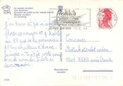 O Marais Vendéen — paisagem, moinhos e camping — Impressora na França — Verso
