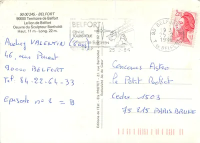 O leão de Belfort — obra do escultor Bartholdi — Edições As de Cœur — Verso