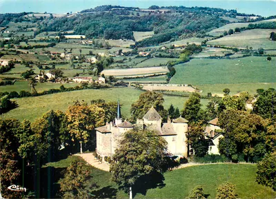 Castelo de Lamartine — Vista aérea — Souvenirs de Lamartine, editor Combier Imprimeur Mâcon, n° 35.000
