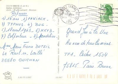 Chiesa interna — Bruz (Ille-et-Vilaine) — Editore Combier — Verso