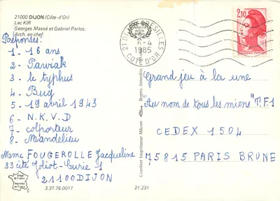 Jezioro KIR — Côte-d'Or — Wydawca Mâcon — Rewers