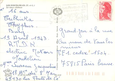 Les Ponts-de-Cé — O velho castelo — Cing — Verso