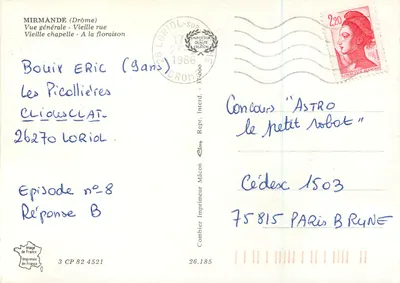 Mirmande — vista generale, vecchia strada, cappella, paesaggio — Editore Mâcon n°26.185 — Verso