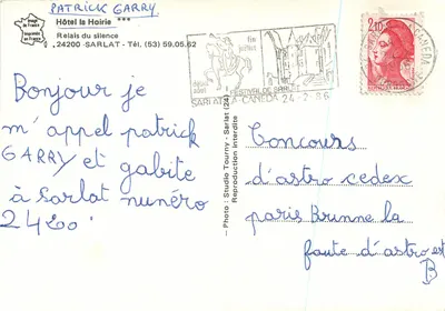 Hôtel du Silence — Sarlat — Photo Studio Tourny — Verso
