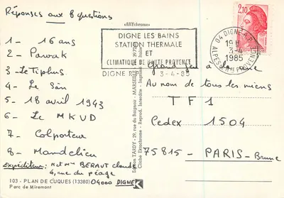 Jardim do Parque de Miremont — Digne-les-Bains — Edição Tardy — Verso