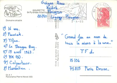 Gourette — Panoramiczna karta pocztowa z terenu narciarskiego — Wydawnictwo Pierre Novat — Rewers