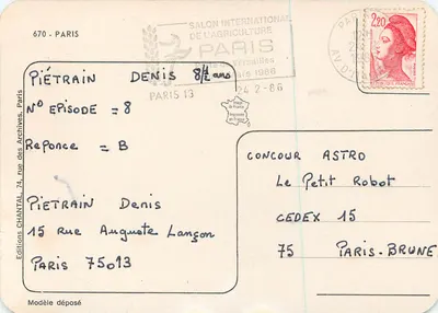 Paris — Locais emblemáticos — Edições Chantal, 670 - Paris — Verso