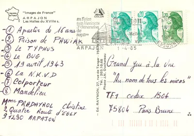 As Halles do século XVII — Arpajon — Edição J.N. Duchateau — Verso
