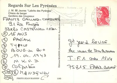 Labrits Pyrenées — Wydawnictwo Masson, nr 1183 — Rewers