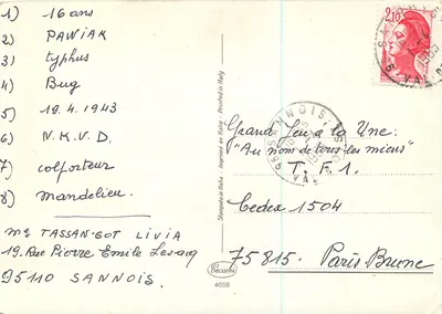 Dwa dzieci na ulicy zasypanej śniegiem — 'Buon Anno' — Cecamni, n°4658 — Rewers