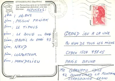 Strasbourg — Mosty Zakryte i Katedra — Wydawca Cigogne — Rewers