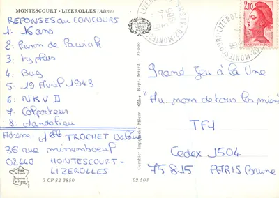 Montescourt-Lizerolles — buitenzicht van de stad en haar kerk — Uitgever Mâcon — Achterkant